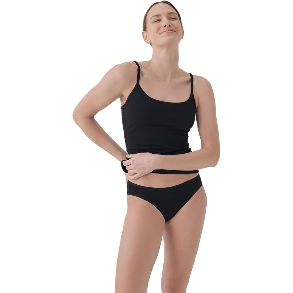 Women's Organic Cotton Bikini Underwear, Classic Fit Panties with High Cut Leg, 2 Pack