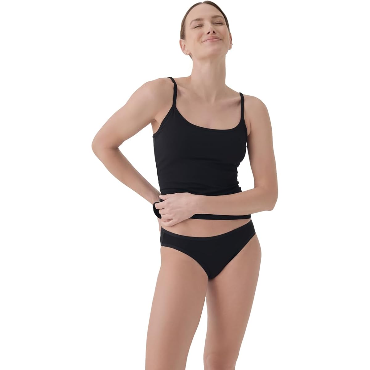 Women's Organic Cotton Bikini Underwear, Classic Fit Panties with High Cut Leg, 2 Pack