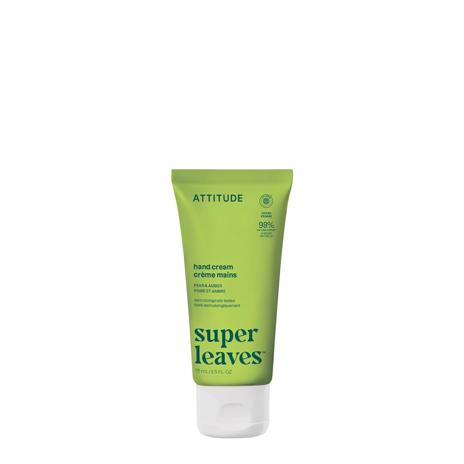 ATTITUDE Hand Cream, EWG Verified, Plant and Mineral-Based, Vegan Personal Care Products, Pear & Amber, 2.5 Fl Oz