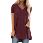 KKG Tops Tunics for Women to Wear with Leggings, Casual Loose Fit V Neck Short/Long Sleeves T Shirt