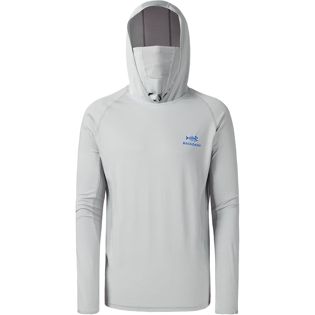 Bassdash Upf 50+ Men’S Long Sleeve Fishing Shirt With Mask Uv Neck Gaiter Hoodie
