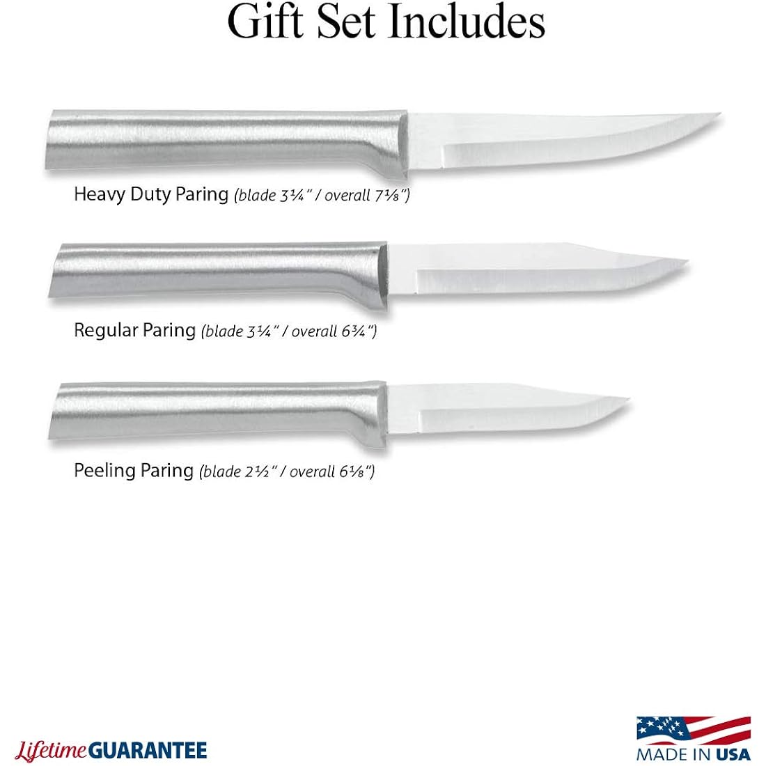 Rada Cutlery Paring Knife Galore Gift Set (S01), 3-Piece Knife Set, Stainless Steel Blades, Sliver Handle