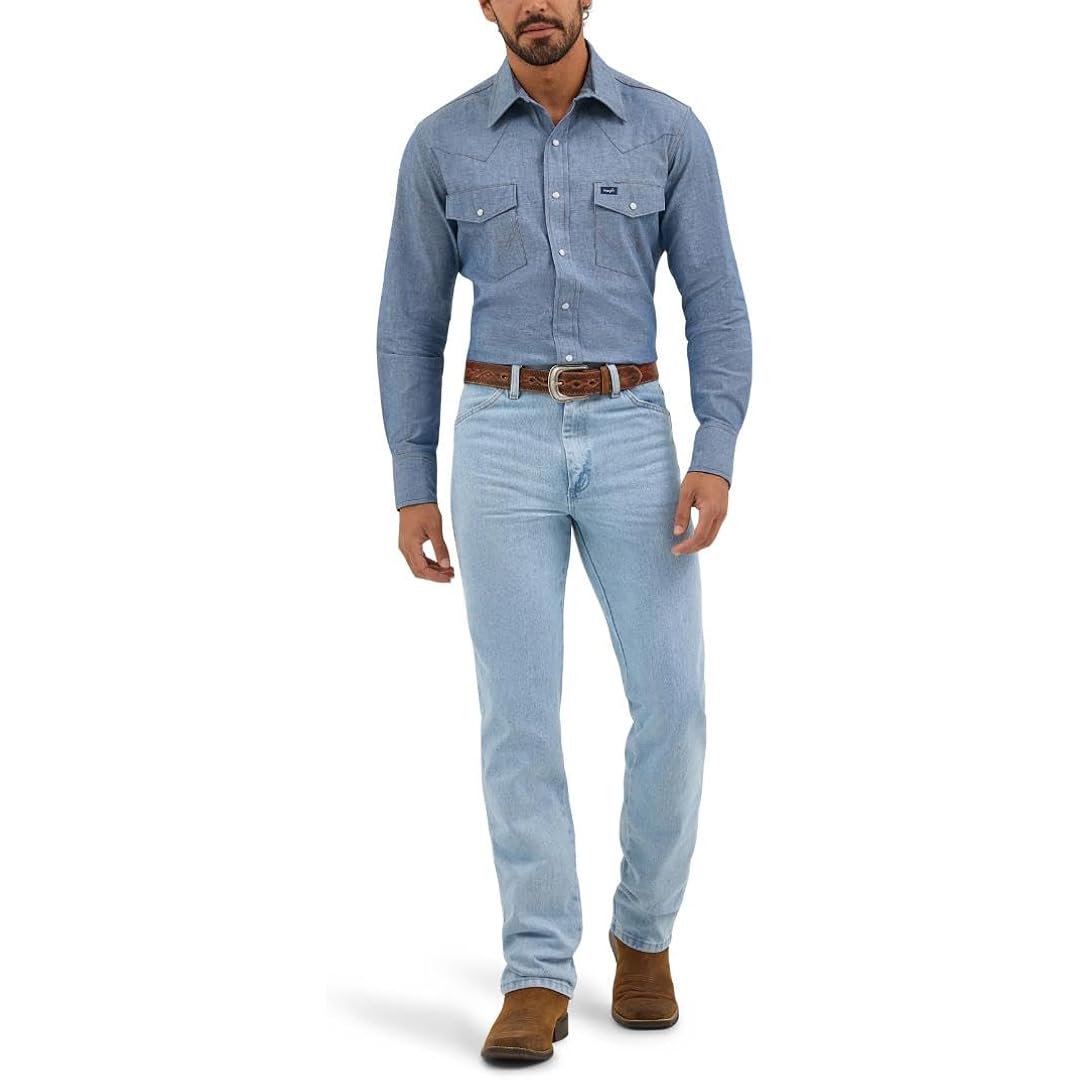 Wrangler Men'S Cowboy Cut Western Long Sleeve Snap Work Shirt Firm Finish