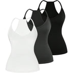 Soly Hux Women'S Plus Size V Neck Camisole 3 Packs Sleeveless Basic Tops Slim Fit Racerback Cami Shirts