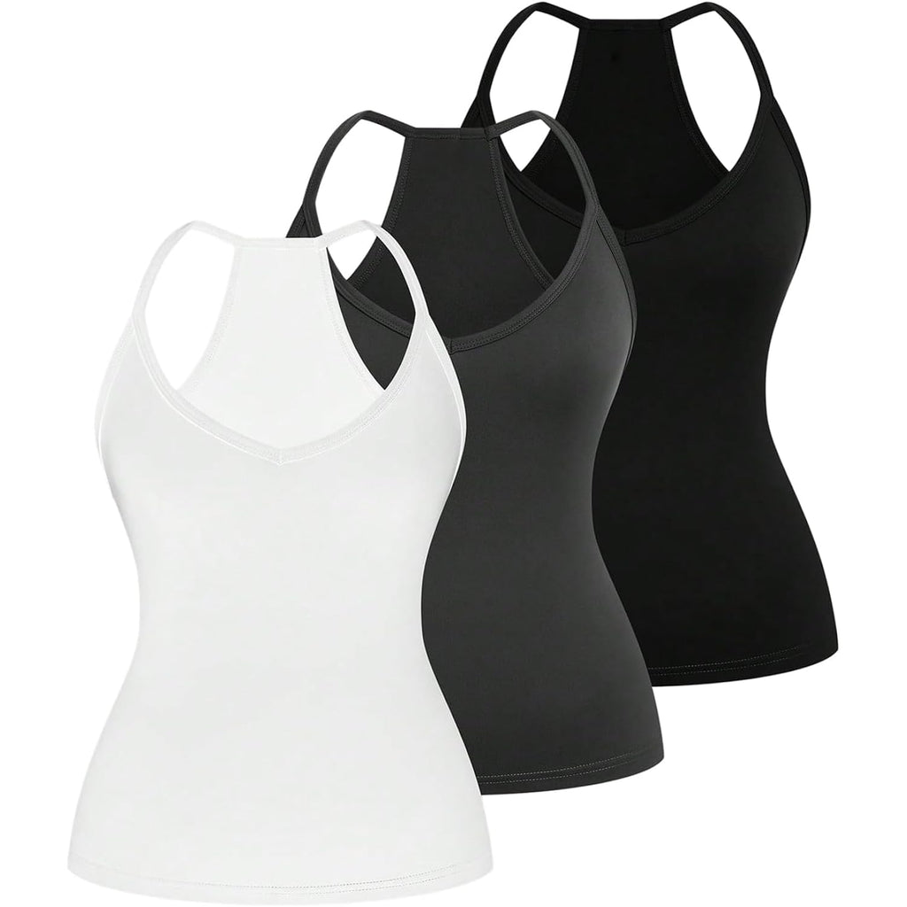 Soly Hux Women'S Plus Size V Neck Camisole 3 Packs Sleeveless Basic Tops Slim Fit Racerback Cami Shirts