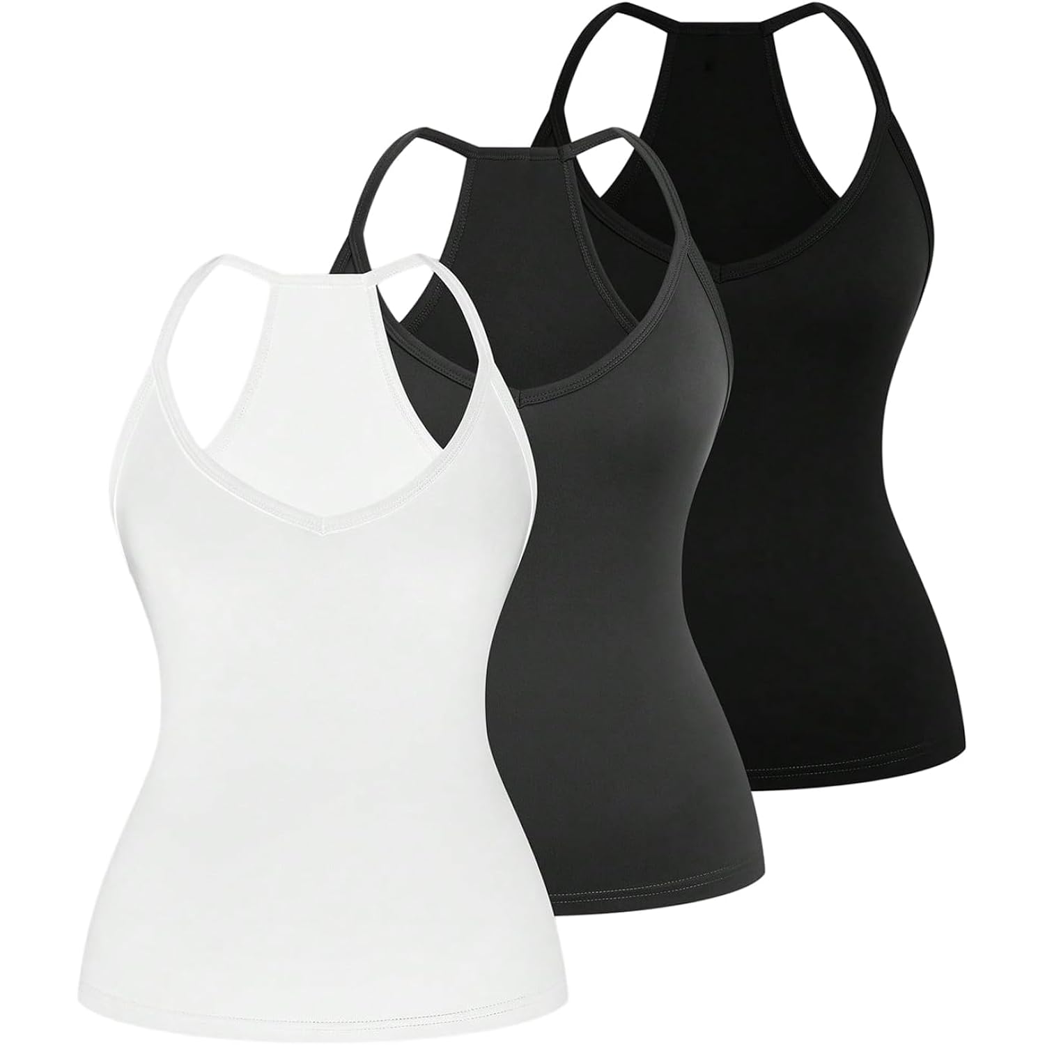 Soly Hux Women'S Plus Size V Neck Camisole 3 Packs Sleeveless Basic Tops Slim Fit Racerback Cami Shirts
