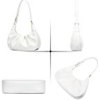 KKXIU Shoulder Bag Crescent Handbag Ruched Purse Underarm Bag Mini Hobo for Women,Detachable Gold Chain Crossbody Bag