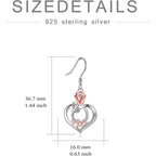Mothers Day Gifts for Mom Mom Earrings with Rose Flower Love Heart 925 Sterling Silver Crystal Dangle Drop Hook Earrings Jewelry
