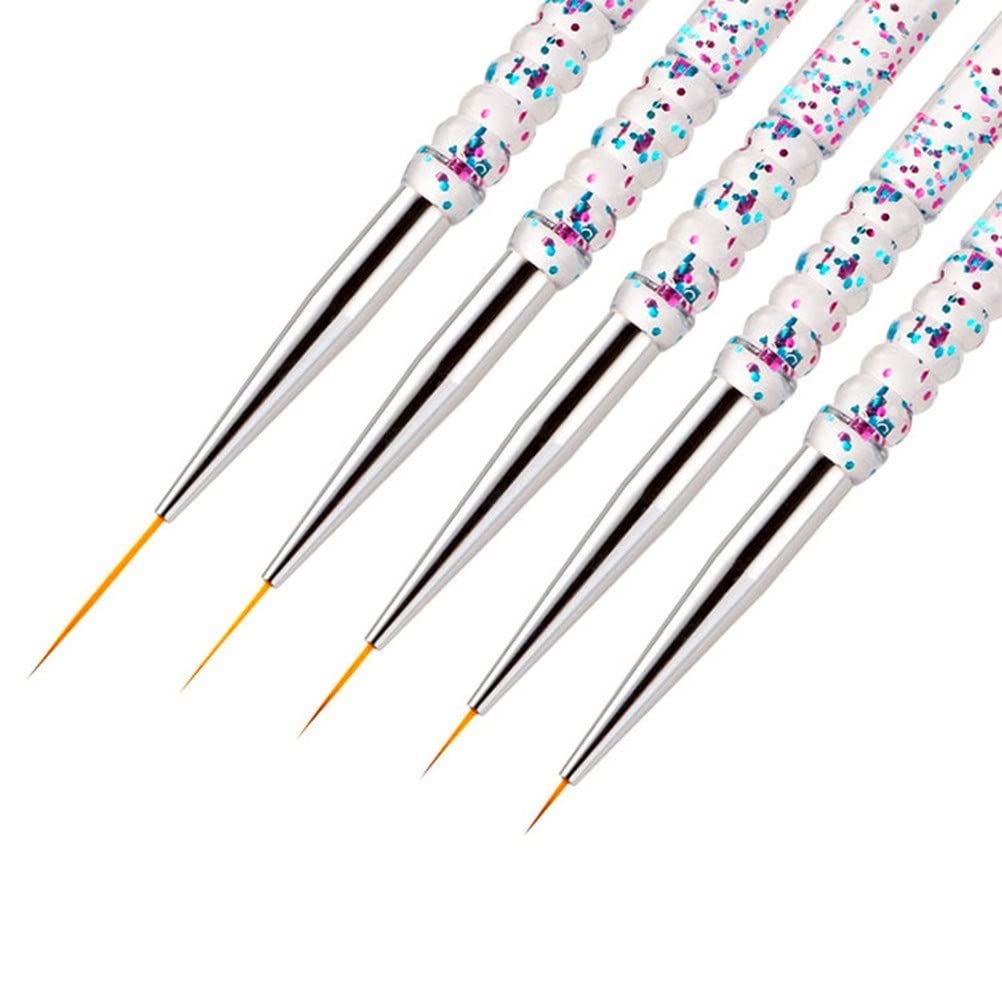 FULINJOY Nail Dotting Tools 10 Pcs Kit - 5 pcs Double-end Nail Dotting tools and 5 Pcs Nail Art Liner Painting Brushes