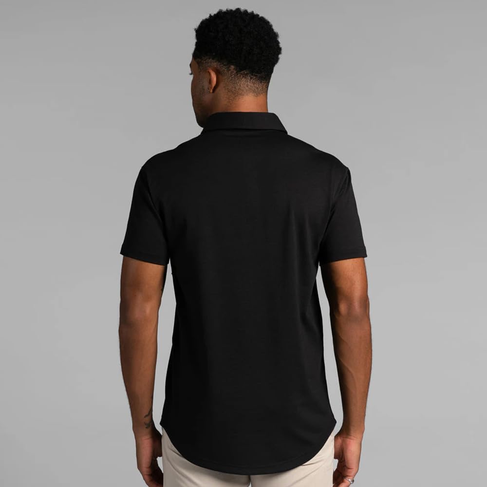 Bylt Men'S Drop-Cut Polo – Collared Casual Shirt For Men – Soft Polyester, Cotton, And Spandex Blend – Wrinkle Resistant