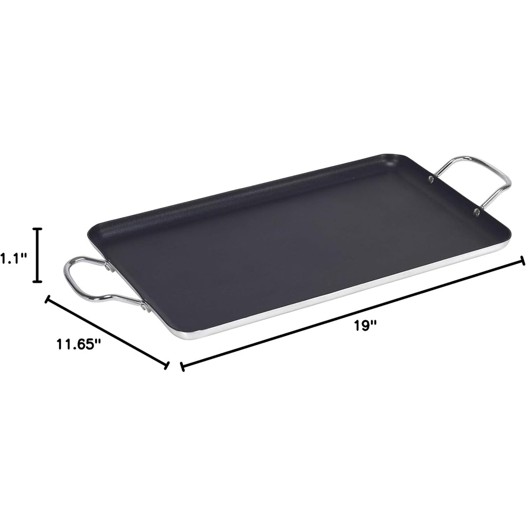 Imusa Double Burner Griddle Non-Stick 20-Inch, Black