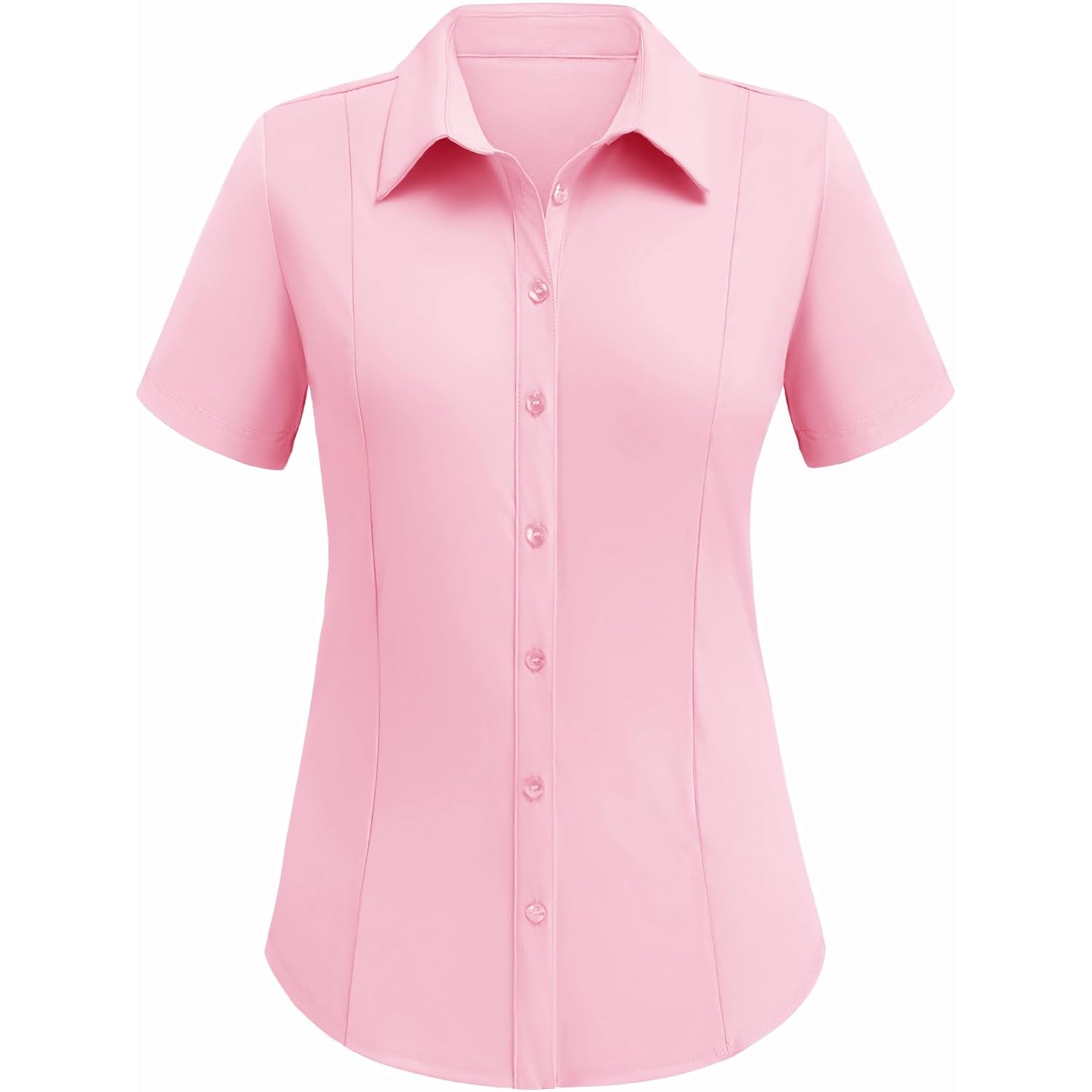 Button Down Shirts for Women Short Sleeve Stretch Dress Shirt Wrinkle-Free Formal Work Blouses Summer Tops S-2XL