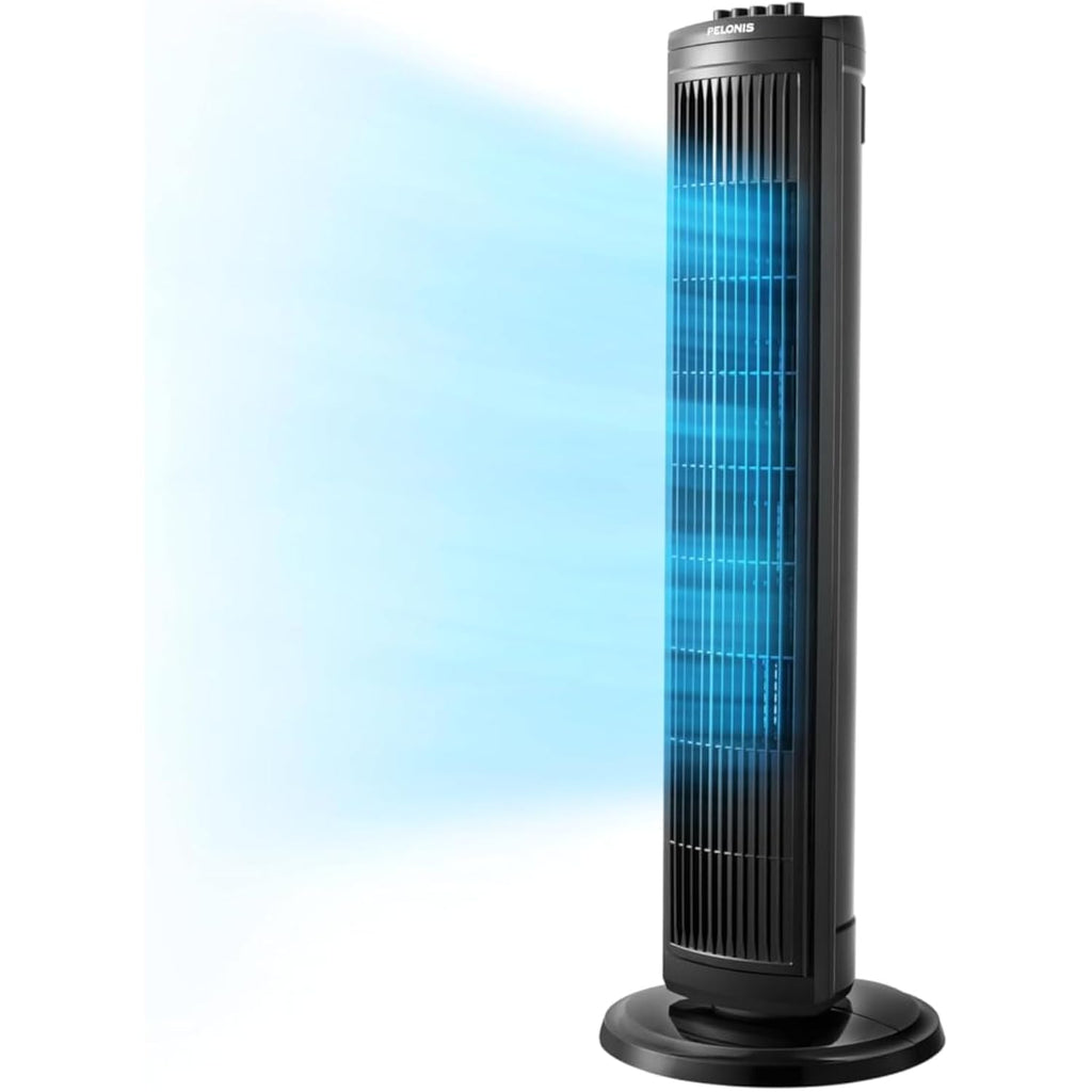 Pelonis 30 Inch Tower Fan For Bedroom, Quiet Oscillating Standing Fan With 3 Speeds, Portable Cooling Fan For Home Office Dorm Room, Auto-Off Timer, Black, Pft28A2Bbb