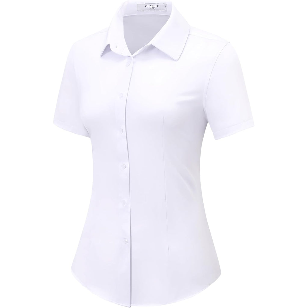 Button Down Shirts For Women Short Sleeve Dress Shirt Stretch Wrinkle Free Business Casual Office Blouse Work Tops