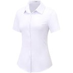 Button Down Shirts For Women Short Sleeve Dress Shirt Stretch Wrinkle Free Business Casual Office Blouse Work Tops