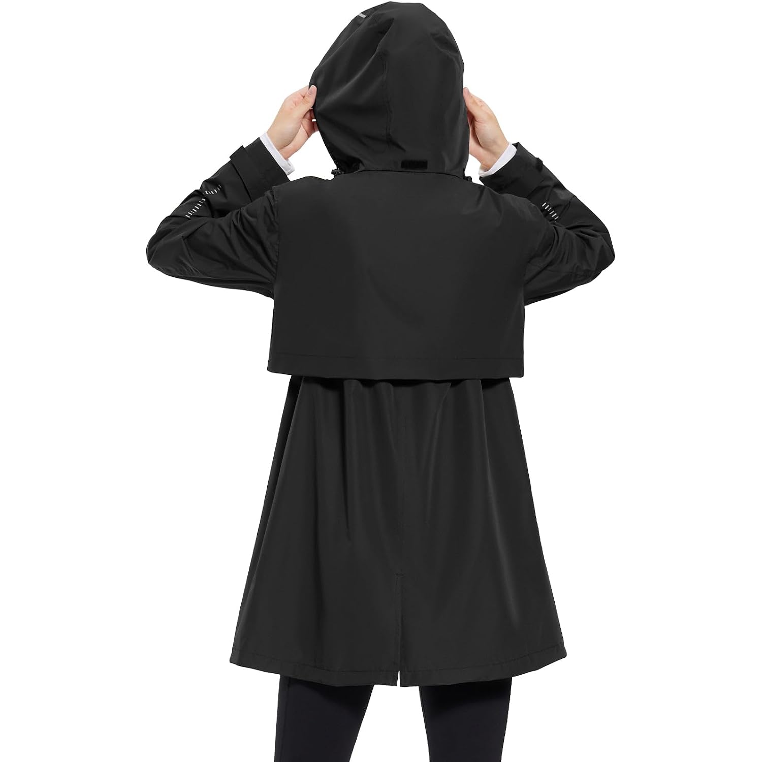 Baleaf Women'S Long Rain Coat Lightweight Packable Rain Jacket With Hood | Waterproof Windbreaker Rain Coat Adjustable Waist, Rain Jacket Women With 2 Deep Secure Zip Pockets