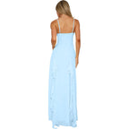 Boriflors Women'S Sexy V Neck Spaghetti Strap Vacation Maxi Dress High Slit Cocktail Wedding Guest Long Formal Dresses