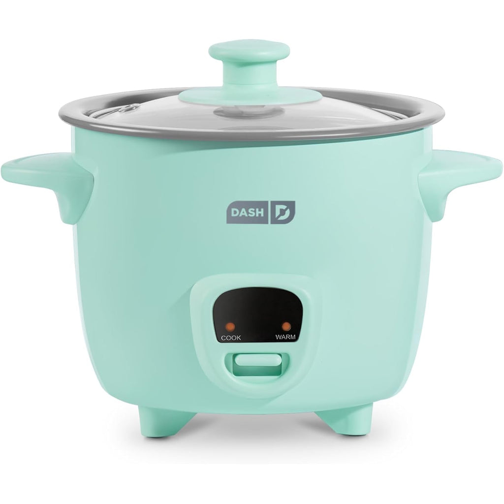 Dash Mini Rice Cooker | Small Rice Maker, 2 Cups Cooked / 1 Cup Uncooked, Ceramic Nonstick Removable Pot, Keep Warm Function, Compact And Portable For Dorm, Travel, Single Serve, Aqua