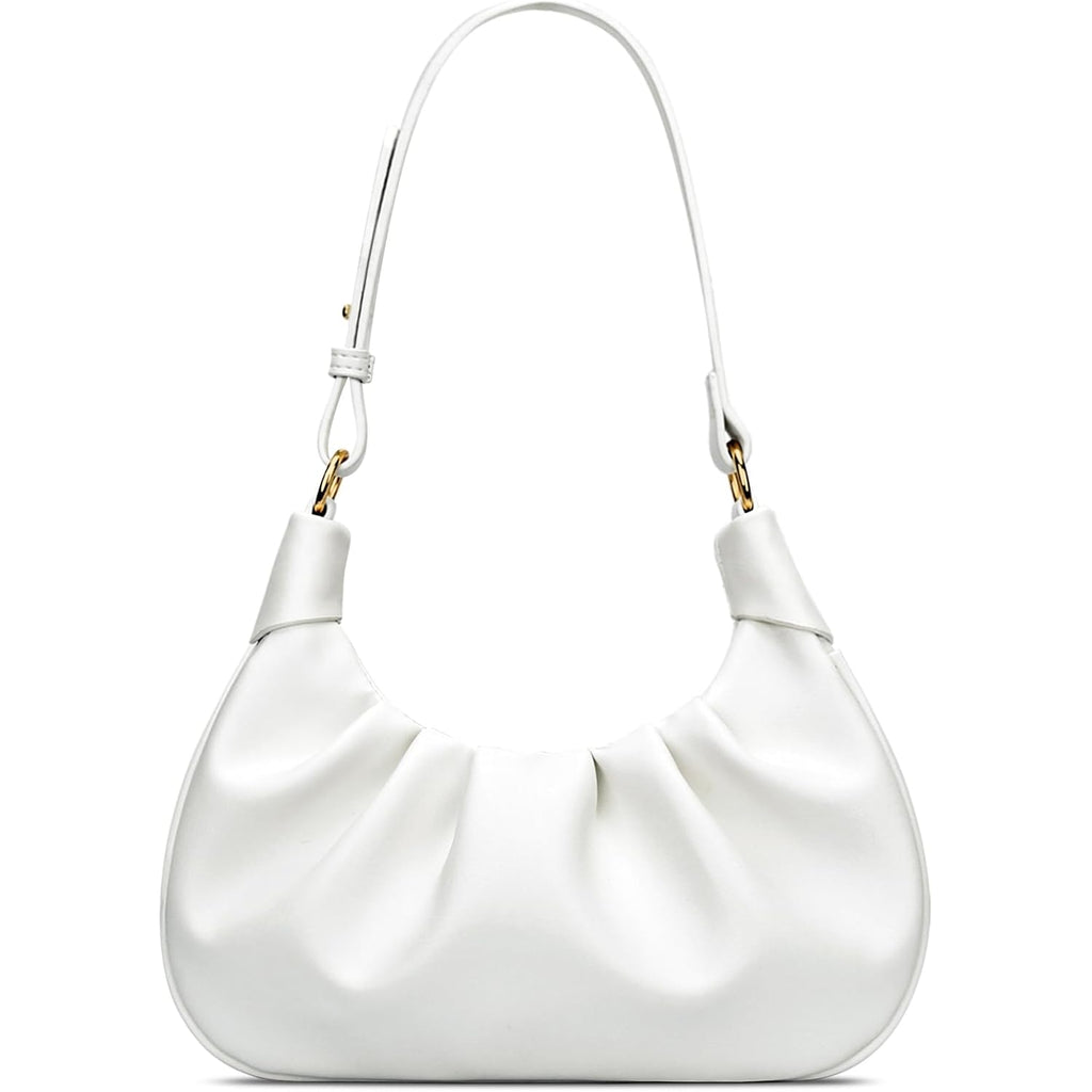 KKXIU Shoulder Bag Crescent Handbag Ruched Purse Underarm Bag Mini Hobo for Women,Detachable Gold Chain Crossbody Bag