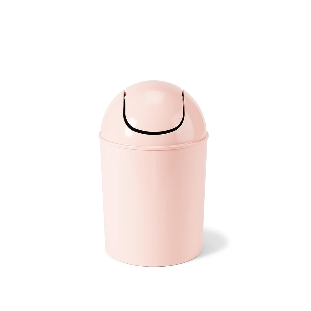 Umbra 1.25 Gallon Mini Waste Can With Removable Swing-Top Lid - Small Garbage Bin For Kitchen, Bathroom, Bedroom, Office - Compact Trash Can Fit Under Tables & Counters - Pink