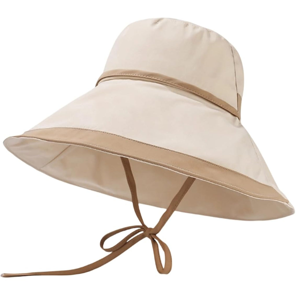 Sun Hats for Women-Large Wide Brim-Summer UV-Protection Outdoor Fishing Hat Packable Beach Bucket Cap Beige