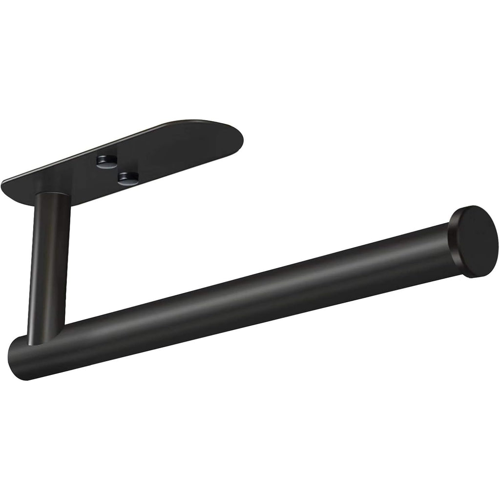 VAEHOLD Adhesive Paper Towel Holder Under Cabinet Wall Mount for Kitchen Paper Towel, Black Paper Towel Roll Holder Stick to Wall, Stainless Steel（Black）