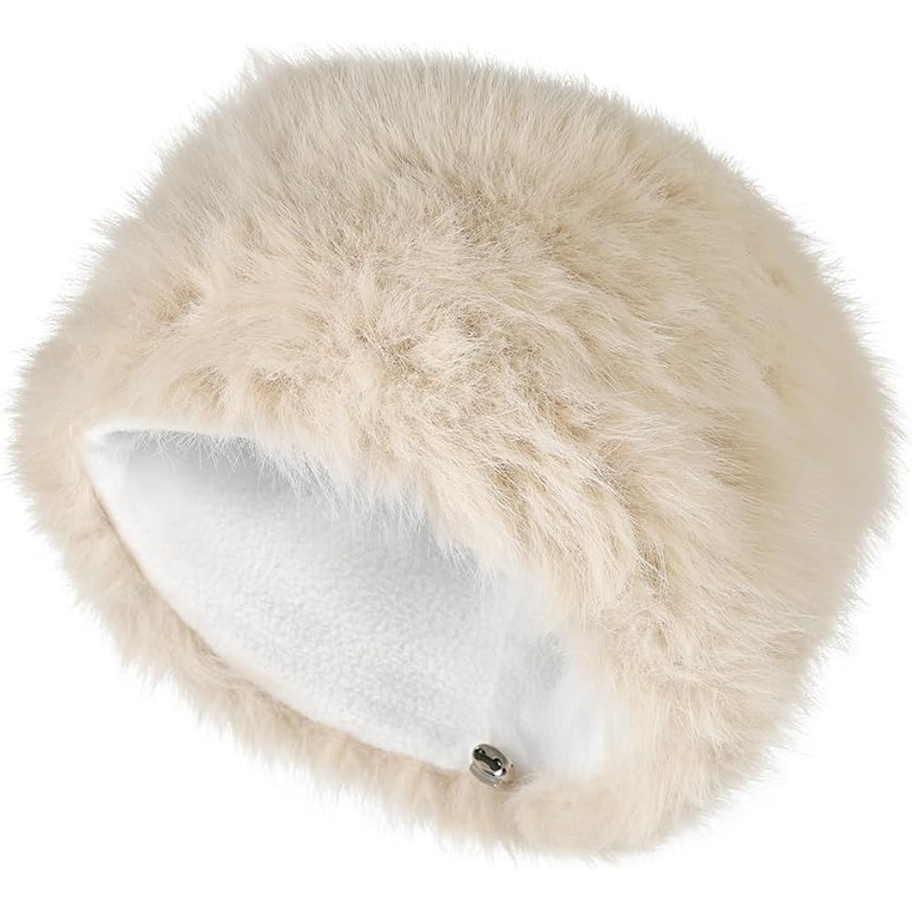 SIQITECHNO Unisex Faux Fur Cossack Ushanka Style Hat Furry Russian Trapper Hat Winter Fuzzy Outdoor Hunting Cap
