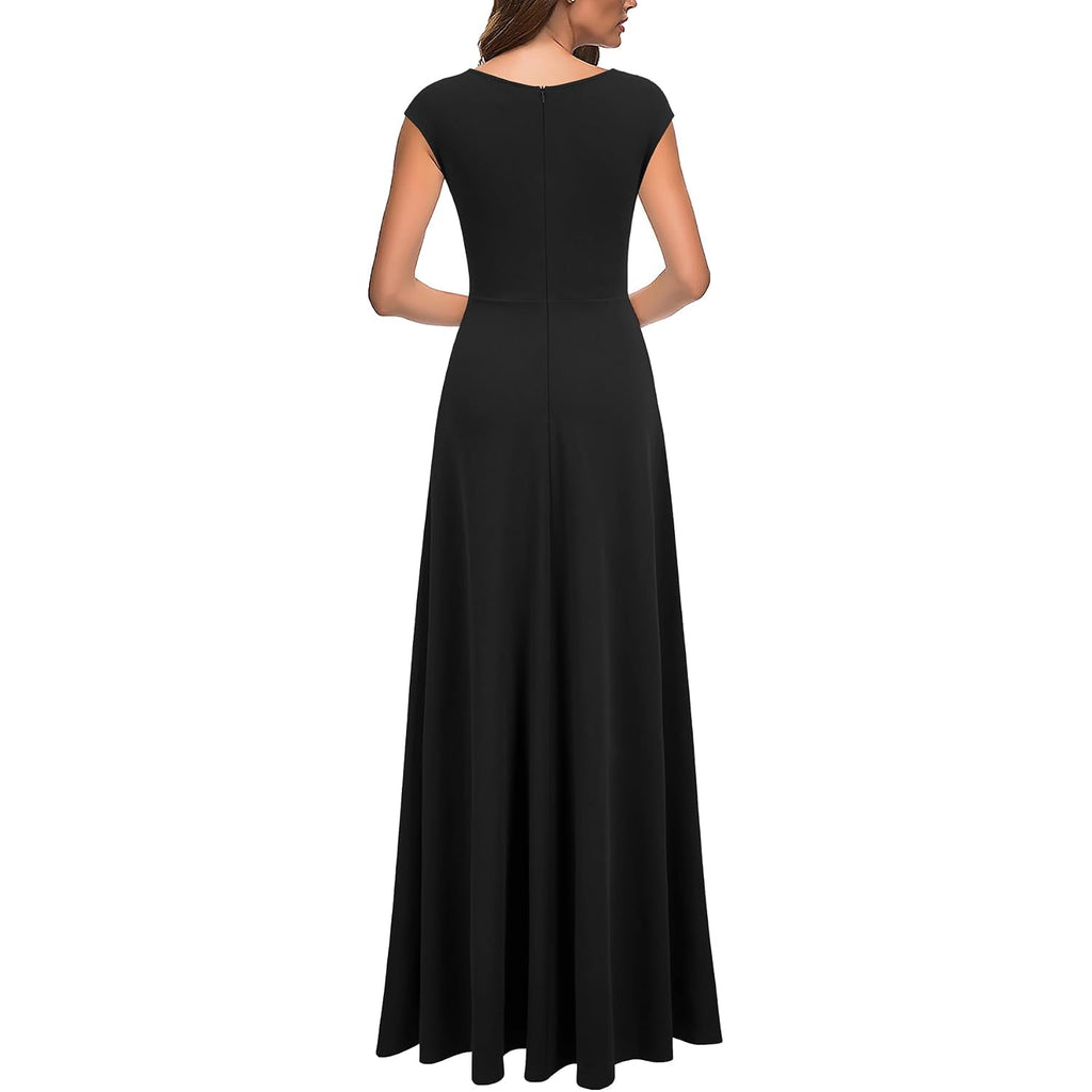 Mushare Women'S Cocktail Dresses With Pockets Ruffled Sexy Split Party Long Formal Dress