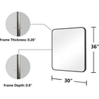 Koonmi Bathroom Mirror, 30X36 Inch Black Metal Framed Mirror For Bathroom, Tempered Glass, Anti-Rust, Rounded Rectangle Mirror For Restroom, Bedroom, Black