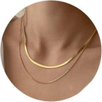 CHESKY 14K Gold/Silver Plated Snake Chain Necklace Herringbone Necklace Gold Choker Necklaces for Women Gifts Jewelry 1.5/3/5MM(W) 14"/16"(L) Mothers Day Gifts for Mom