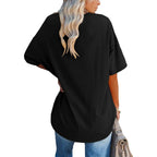 Womens Oversized Tshirts V Neck Tee Shirts Half Sleeve Loose Fit T Shirt Cotton Tunic Tops 2025