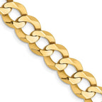 Roy Rose Jewelry Flat Cuban Link Leightweight Chain Necklace 14K Yellow Gold - 3mm, 3.7mm, 4.7mm, 5.9mm, 7.2mm, 8.3mm, 9.4mm Widths