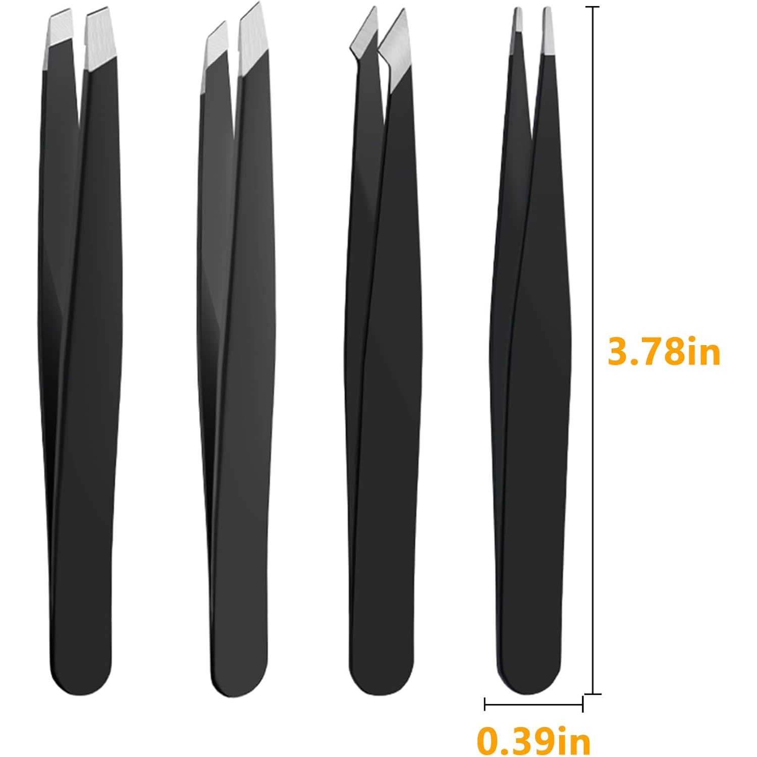 4 PCS Stainless Steel Tweezers Set – Precision Tweezers for Ingrown Hair, Facial Hair, Splinter, Blackhead and Tick Remover