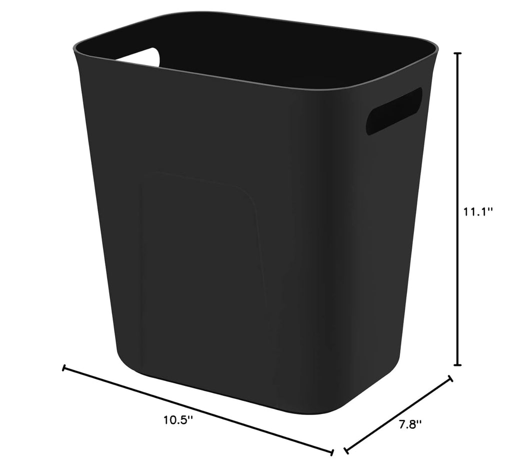 UUJOLY Plastic Small Trash Can Wastebasket, Garbage Container Basket for Bathrooms, Laundry Room, Kitchens, Offices, Kids Rooms, Dorms, 3.5 Gallon, Black