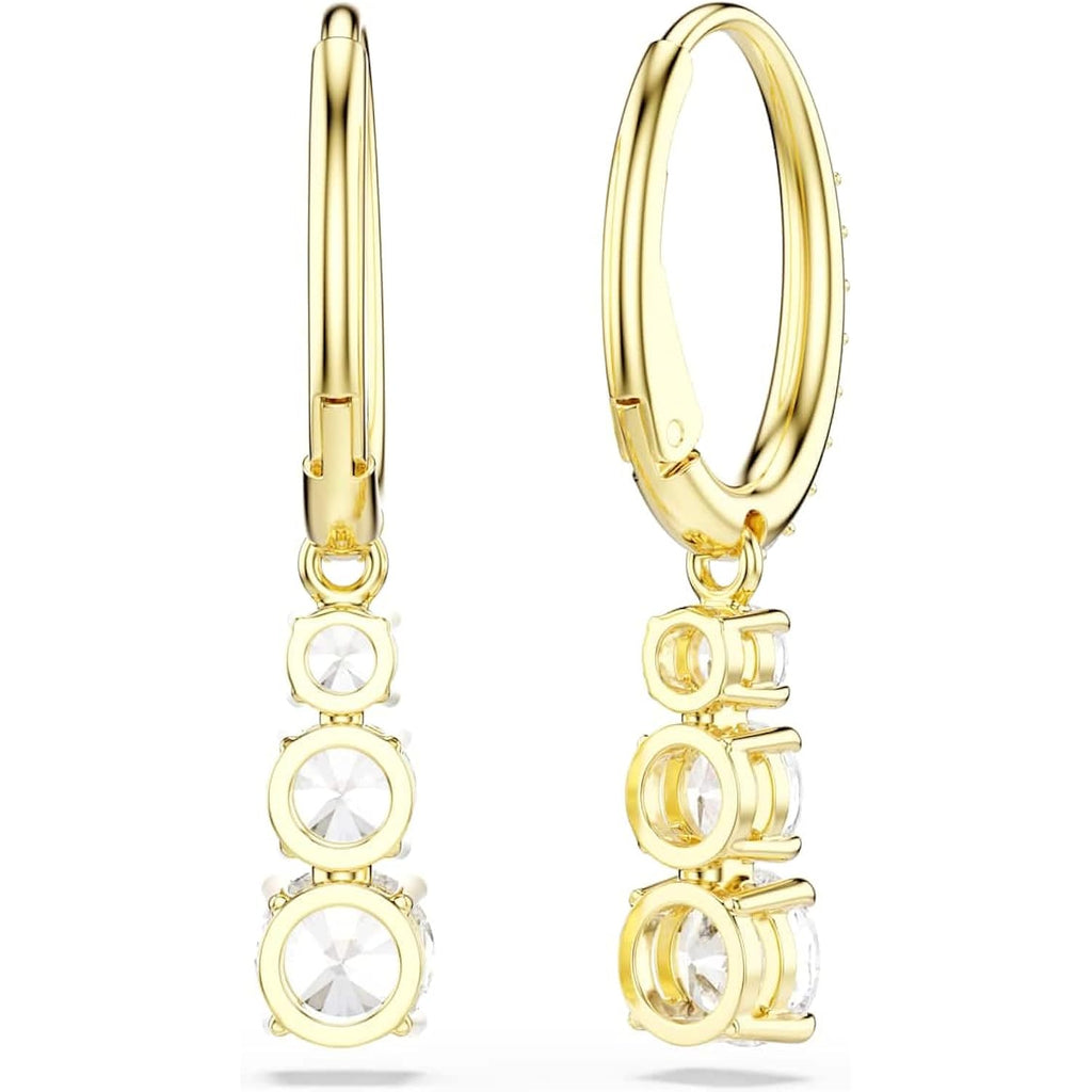 Swarovski Stilla Attract hoop earrings, Round cut, White, Gold-tone Finish