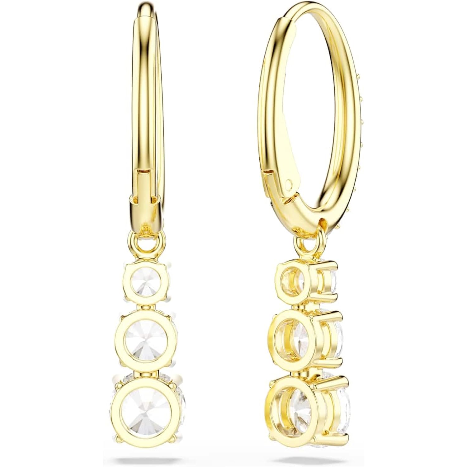 Swarovski Stilla Attract hoop earrings, Round cut, White, Gold-tone Finish