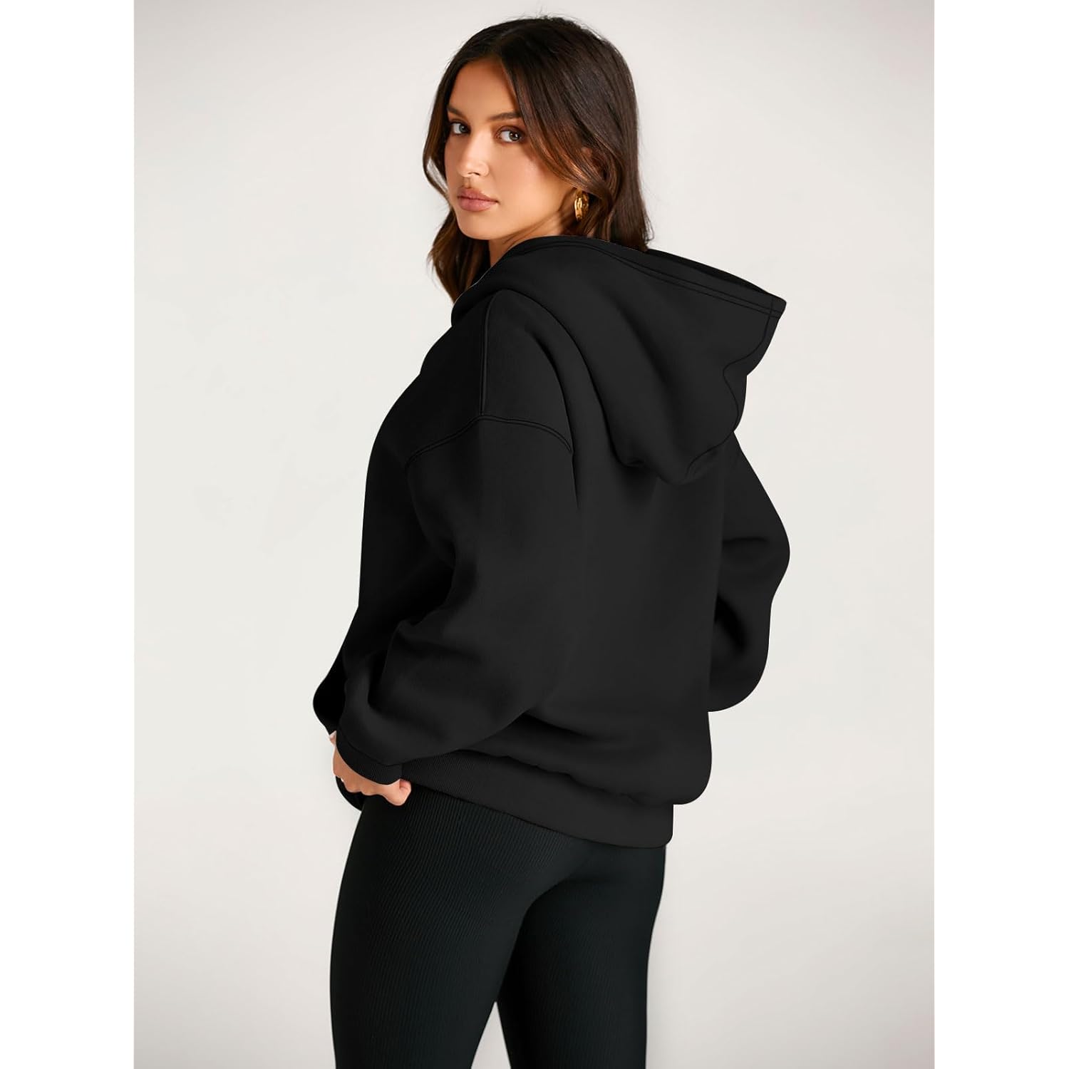 Women's Oversized Fleece Hoodie, Cozy Plush Pullover Sweatshirt with Pocket