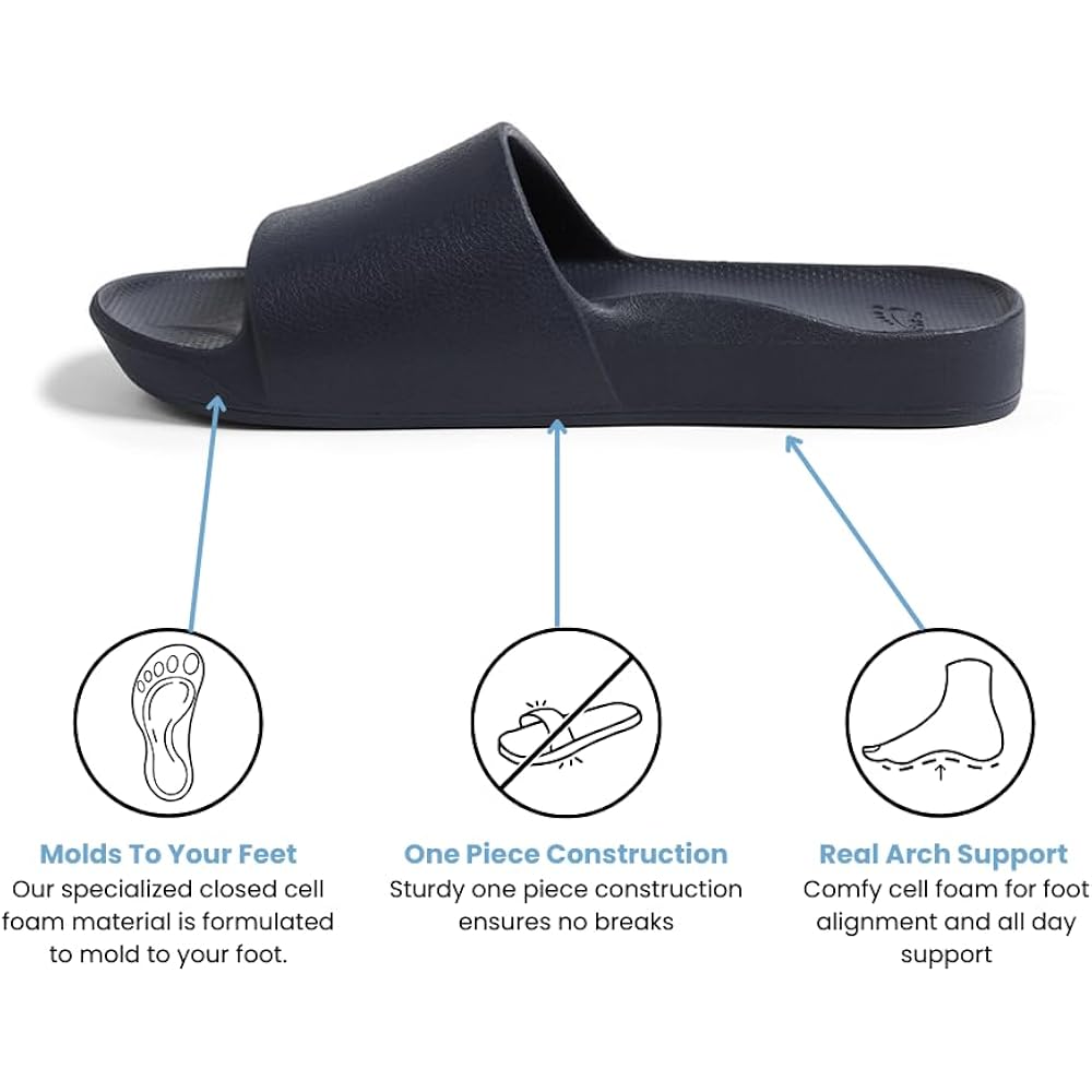Archies Arch Support Slides – Orthotic Recovery Sandals For Plantar Fasciitis Relief, Foot Pain & Heel Pain – Lightweight, Cushioned, Shock-Absorbing Slides For Walking, Standing, And All-Day Comfort