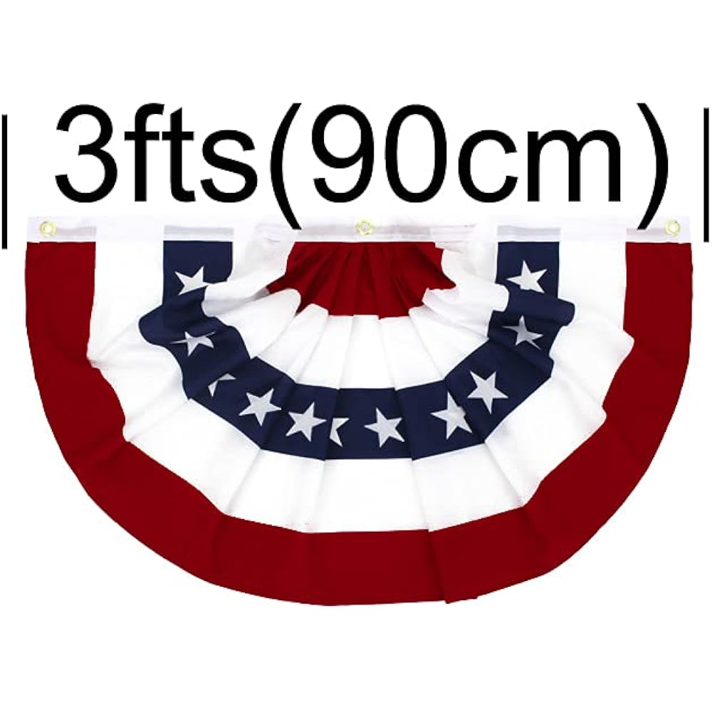 Flaglink 1.5X3Ft American Pleated Fan Flag Width Approx 90Cm - Us Patriotic Half Fan Bunting Flag 4 Pack