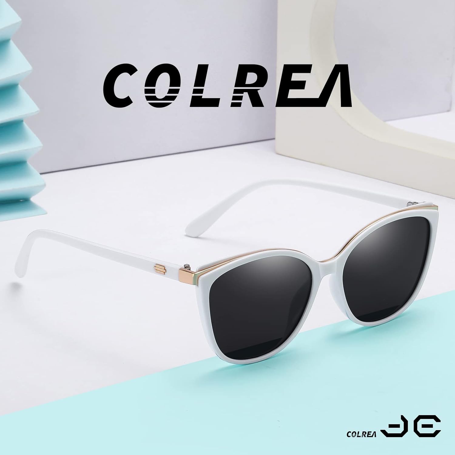 Trendy Cat Eye Sunglasses for Women Fashion Cateye UV400 Protection Glasses CL22017 White Frame