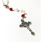 Our Lady of Guadalupe Pearly Rose Rosary Beads Catholic for Women - Catholic Gifts - Rosary Necklace for Women