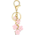 BESPMOSP Pink Flower Charms Keychain for Women Initial Letter A-Z Keychains for Key Handbag Purse Flower Bag Charm