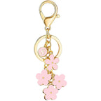 BESPMOSP Pink Flower Charms Keychain for Women Initial Letter A-Z Keychains for Key Handbag Purse Flower Bag Charm