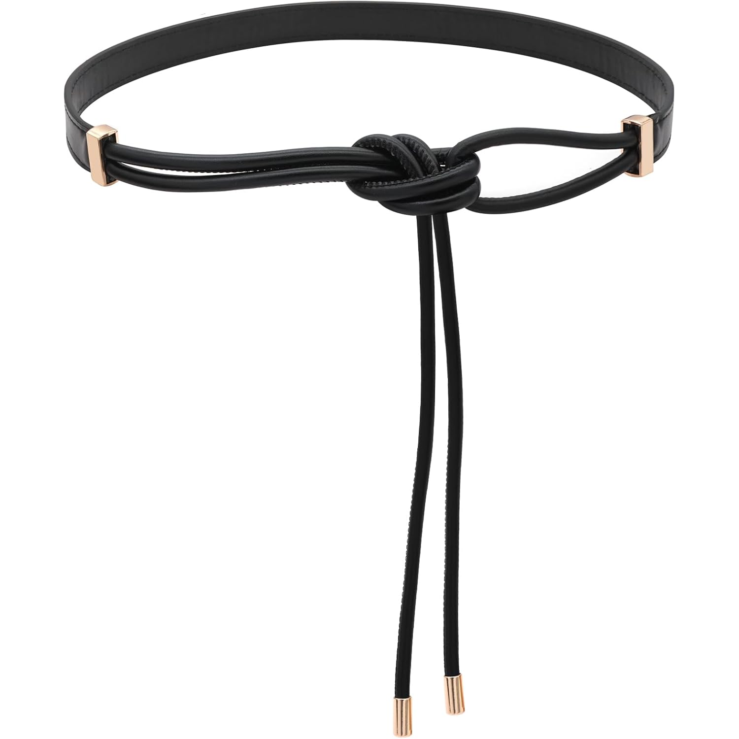 PU Leather Skinny Belts for Women Knotted Thin Waist Belt for Dresses