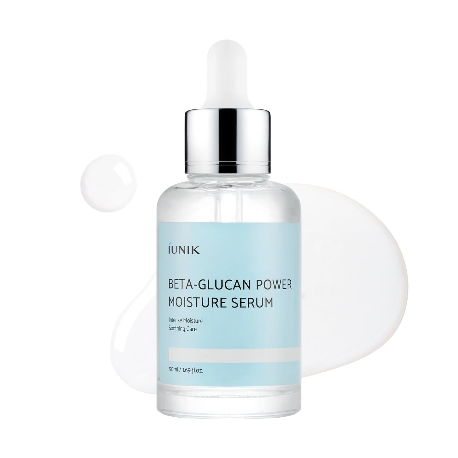 Iunik Beta-Glucan Power Moisture Serum – Beta-Glucan & 7 Types Of Peptides Deep Hydration Vegan Serum For Dry, Mature & Sensitive Skin, Korean Skincare, 50Ml / 1.69 Fl Oz