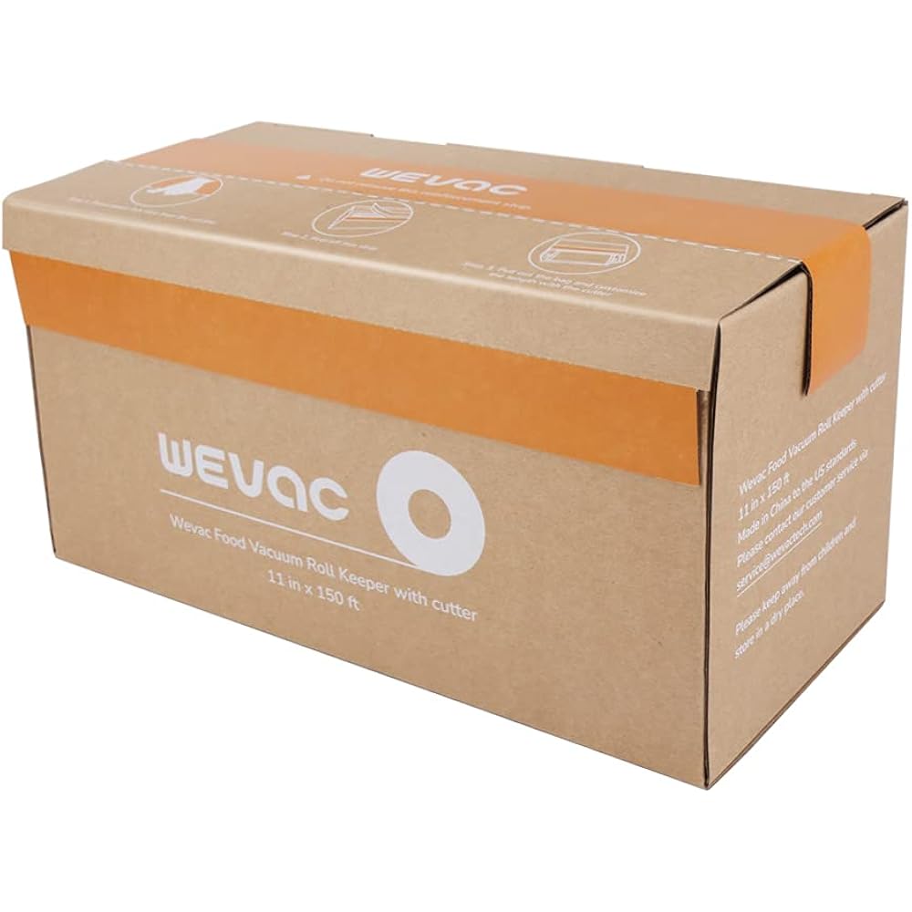 Wevac 11” x 150’ Food Vacuum Seal Roll Keeper with Cutter, Ideal Vacuum Sealer Bags for Food Saver, BPA Free, Commercial Grade, Great for Storage, Meal prep and Sous Vide