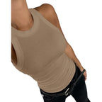 Chicme Womens Summer Sleeveless Tank Top Casual Ribbed Racerback Basic Fitted Thick Strap Shirts Tops