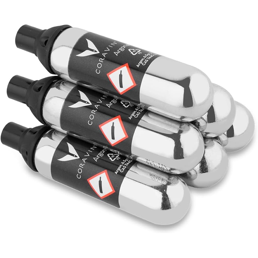 Coravin Wine Preservation System Replacement Argon Capsules, 6-Pack, Silver
