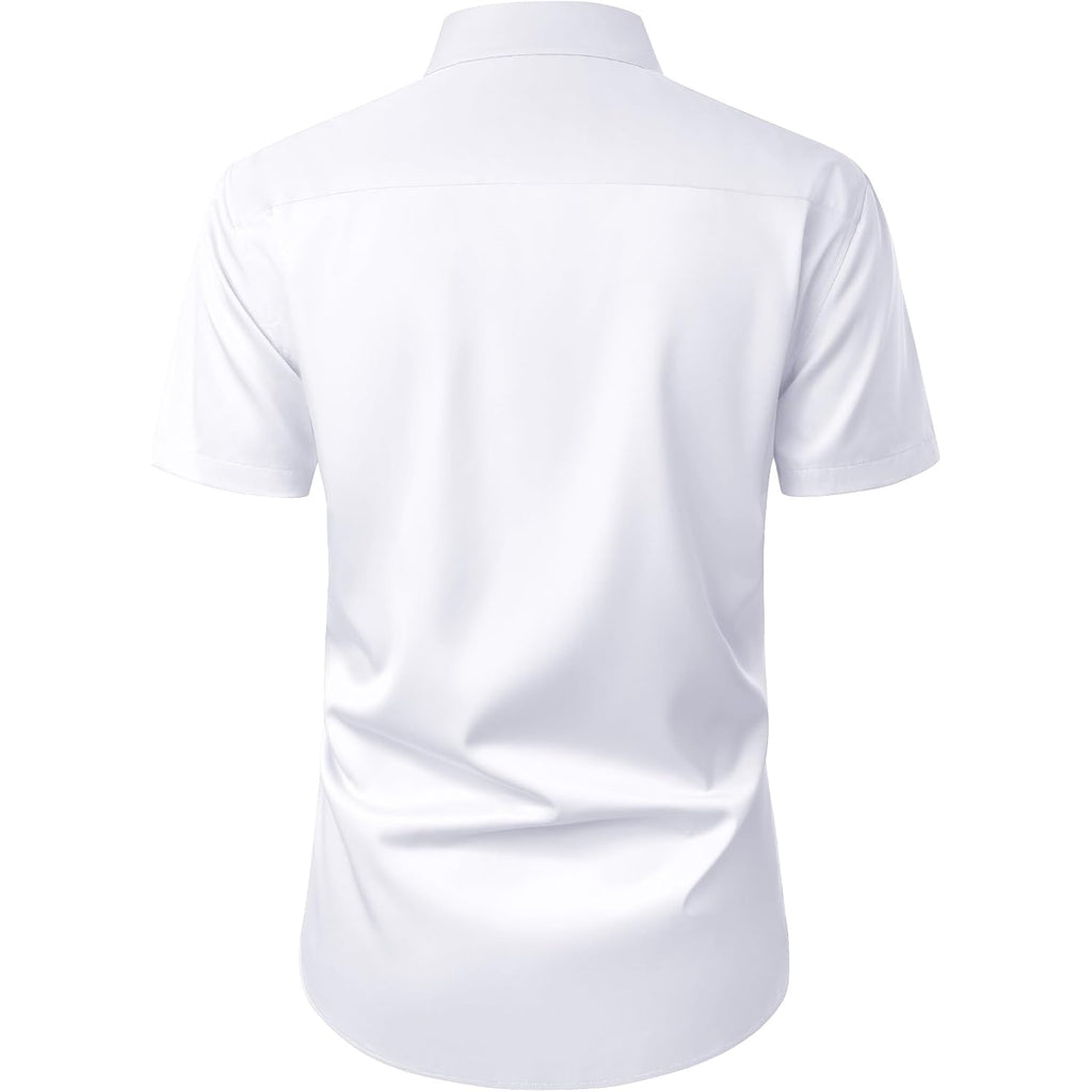 J.Ver Mens Short Sleeve Dress Shirts Solid Wrinkle Free Casual Button Down Shirt With Pocket