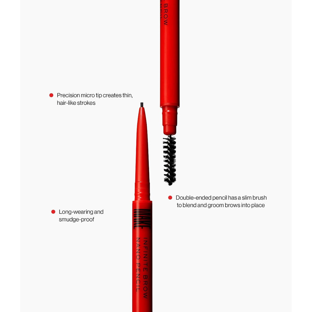 MAKE Beauty Nano Brow, Micro Eyebrow Pencil. Long-Lasting Smudgeproof Eye Brow Makeup for Hairlike Lines. Precision Liner for Natural-Looking Eyebrows - Shade, Soft Black